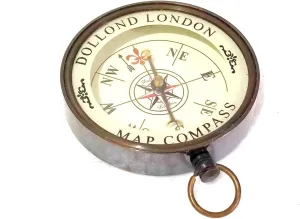 Dollond London Map Compass, Vintage Style Brass Navigation Tool, Custom Engraving Gift