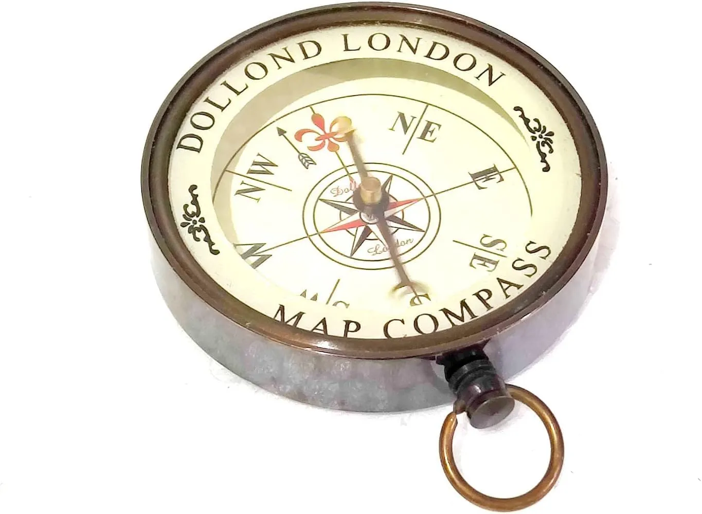 Dollond London Map Compass, Vintage Style Brass Navigation Tool, Custom Engraving Gift