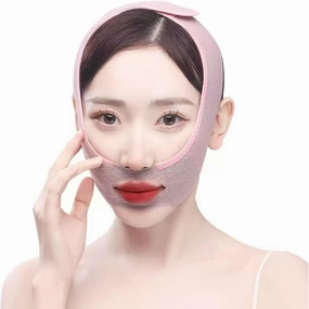 Double Chin Face Tape Reusable，Face Slimmer for Women Face Mask，Jawline Exerciser(Pink).(2PCS)