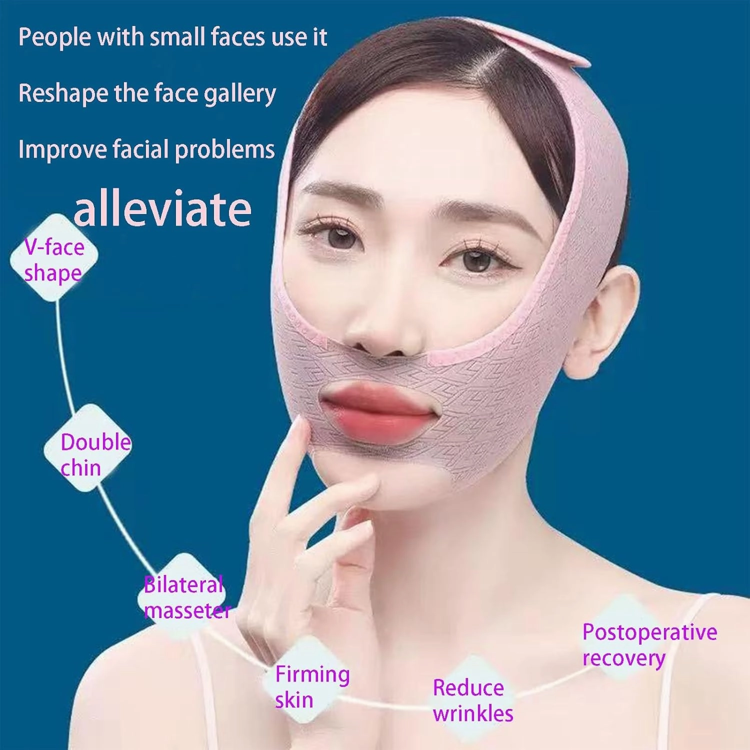 Double Chin Face Tape Reusable，Face Slimmer for Women Face Mask，Jawline Exerciser(Pink).(2PCS)