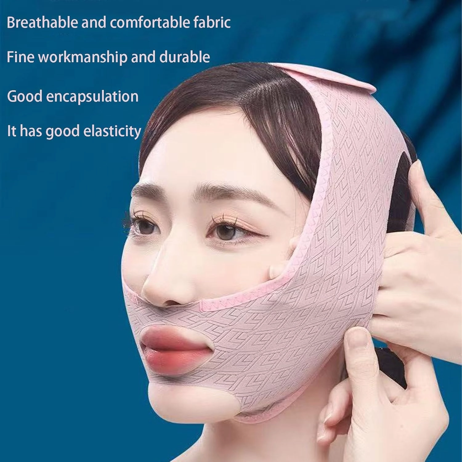 Double Chin Face Tape Reusable，Face Slimmer for Women Face Mask，Jawline Exerciser(Pink).(2PCS)