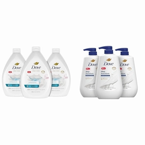 Dove Antibacterial Hand Wash Care & Protect Pack of 3, 34 oz Body Wash Deep Moisture Dry Skin Pack of 3, 30.6 Fl Oz