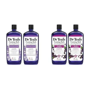 Dr Teal's Foaming Bath with Pure Epsom Salt, Soothe & Sleep Lavender and Black Elderberry with Vitamin D, 34 fl oz (2 Pack)
