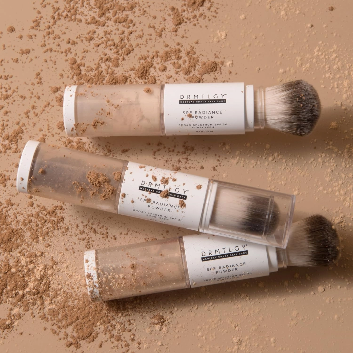 DRMTLGY SPF Radiance Powder Medium/Tan – Mineral Sunscreen SPF 30, Oil-Absorbing, Sheer Tinted Setting Powder, Broad-Spectrum UV Protection, Vegan, Non-Nano, 6.5g