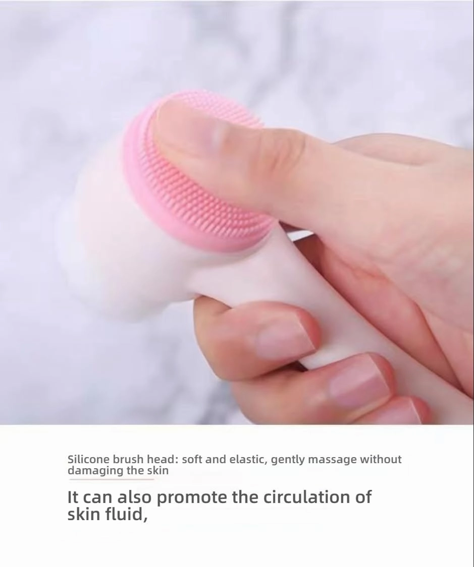 Dual Head Silicone Facial Cleansing Brush, Manual Foam Technology, Deep Pore Cleaning, White with Mint Green Brush Head, 2 Pack (Bule)