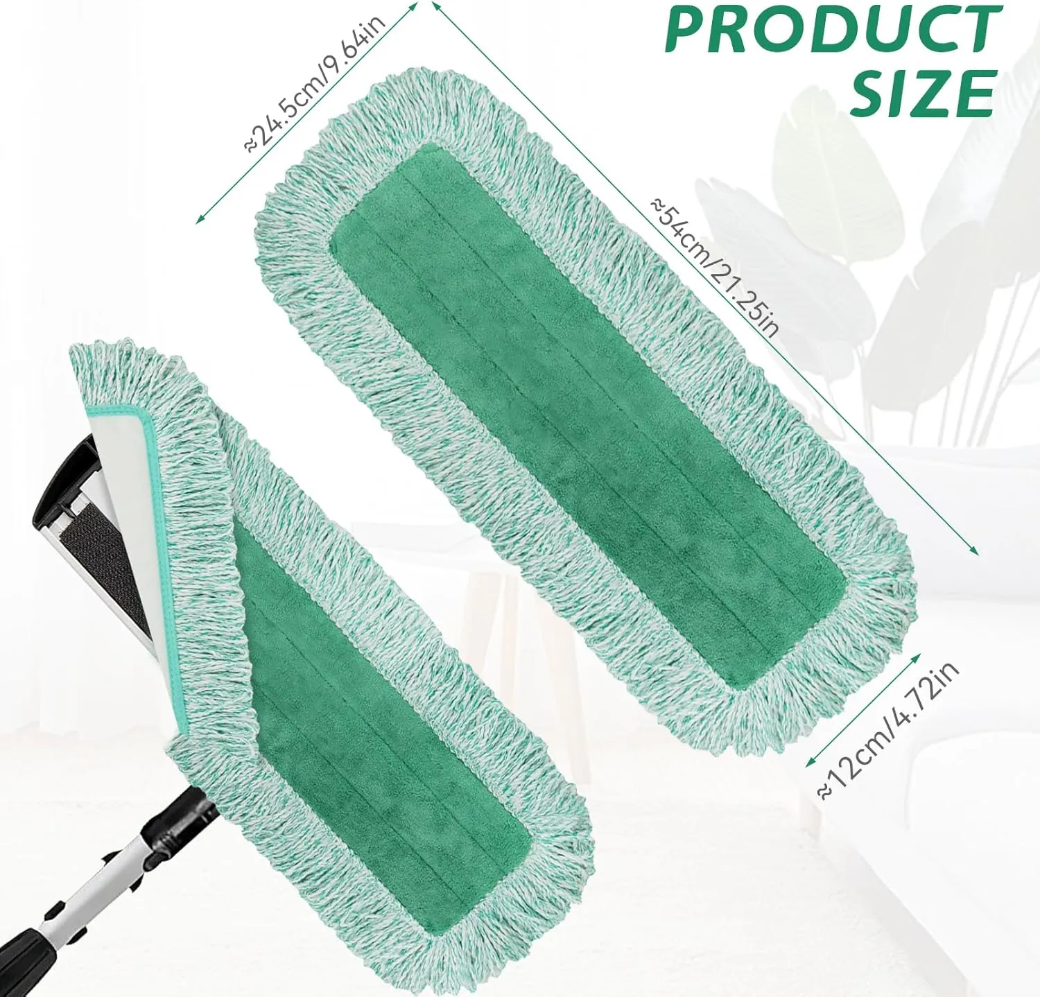 Dust Mop Pads for Rubbermaid Commercial Microfiber Dust Mop - 18 inch Mop Head Replacement with Fringe - Reusable Wet & Dry Cleaning Flat Mop System 18" 17" Refill for Multi-Surface Floor - 4 Pack