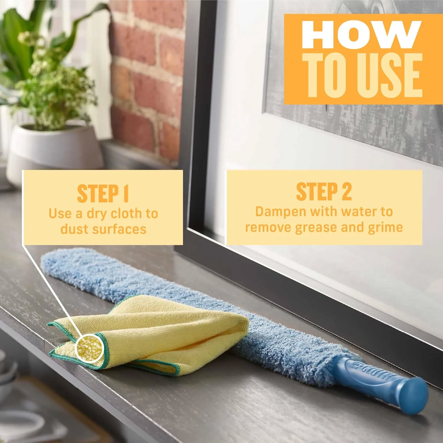 E-Cloth High Performance Dusting Cloth - Microfiber Dusters for Cleaning, Supplies for Housekeeping - Washable Cloths for Cleaning - Reusable Microfiber Cleaning Cloths - 2 Pack