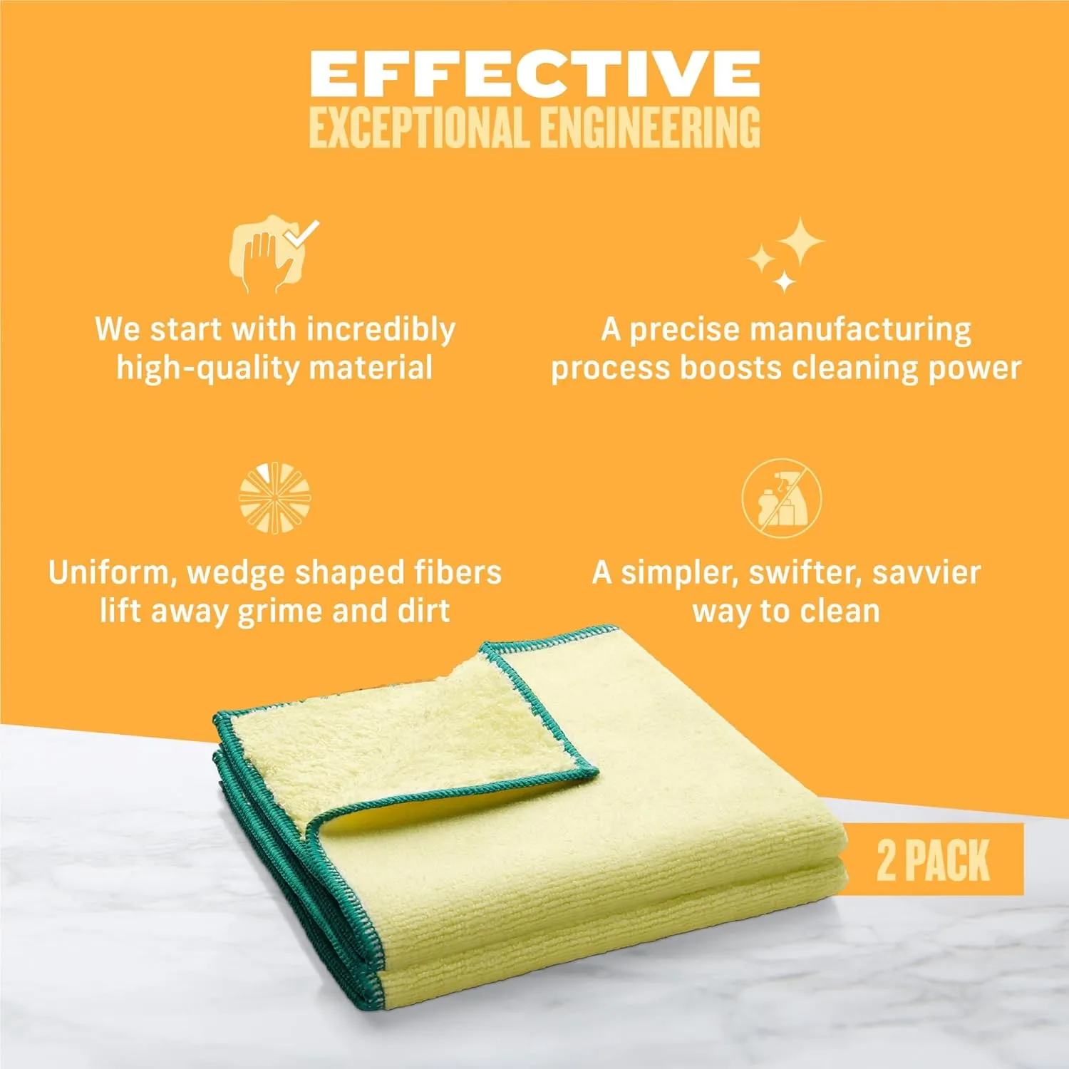 E-Cloth High Performance Dusting Cloth - Microfiber Dusters for Cleaning, Supplies for Housekeeping - Washable Cloths for Cleaning - Reusable Microfiber Cleaning Cloths - 2 Pack