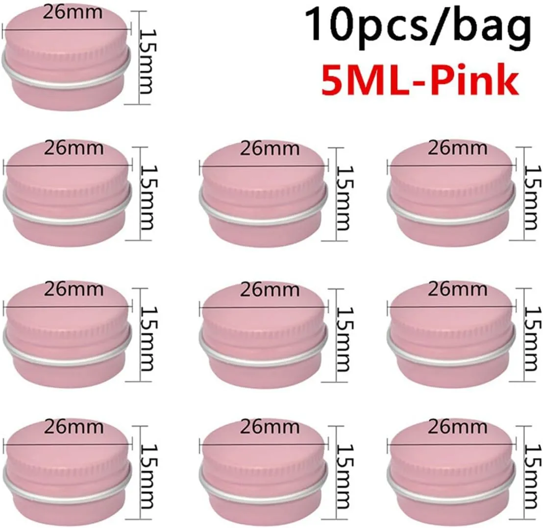 ECYC Ltd 10 Pcs 0.16 oz Round Aluminum Tin Jar Refillable Containers, Empty Cosmetic Sample Jars Mini Metal Containers Jars with Screw Lids for Creams, Lip Balms, Spices, Salve, DIY Candles, Crafts