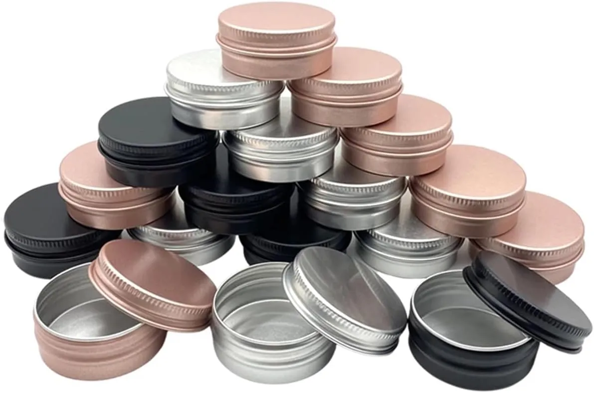 ECYC Ltd 10 Pcs 0.16 oz Round Aluminum Tin Jar Refillable Containers, Empty Cosmetic Sample Jars Mini Metal Containers Jars with Screw Lids for Creams, Lip Balms, Spices, Salve, DIY Candles, Crafts