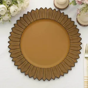 Efavormart 12-Pack Plastic Charger Plates 13" Round Mustard Yellow with Sunflower Rim - Matte Finish Disposable Dinner Charger Tableware