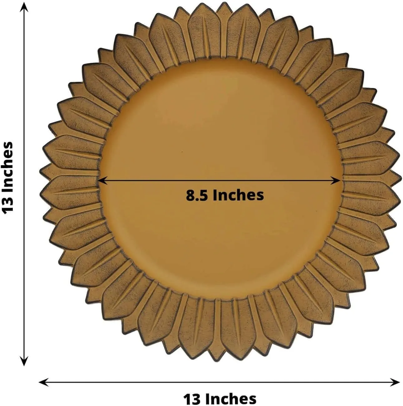 Efavormart 12-Pack Plastic Charger Plates 13" Round Mustard Yellow with Sunflower Rim - Matte Finish Disposable Dinner Charger Tableware