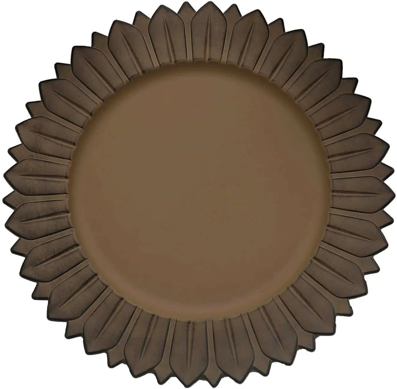 Efavormart 12-Pack Plastic Charger Plates 13" Round Natural with Sunflower Rim - Matte Finish Disposable Dinner Charger Tableware