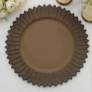 Efavormart 12-Pack Plastic Charger Plates 13" Round Natural with Sunflower Rim - Matte Finish Disposable Dinner Charger Tableware