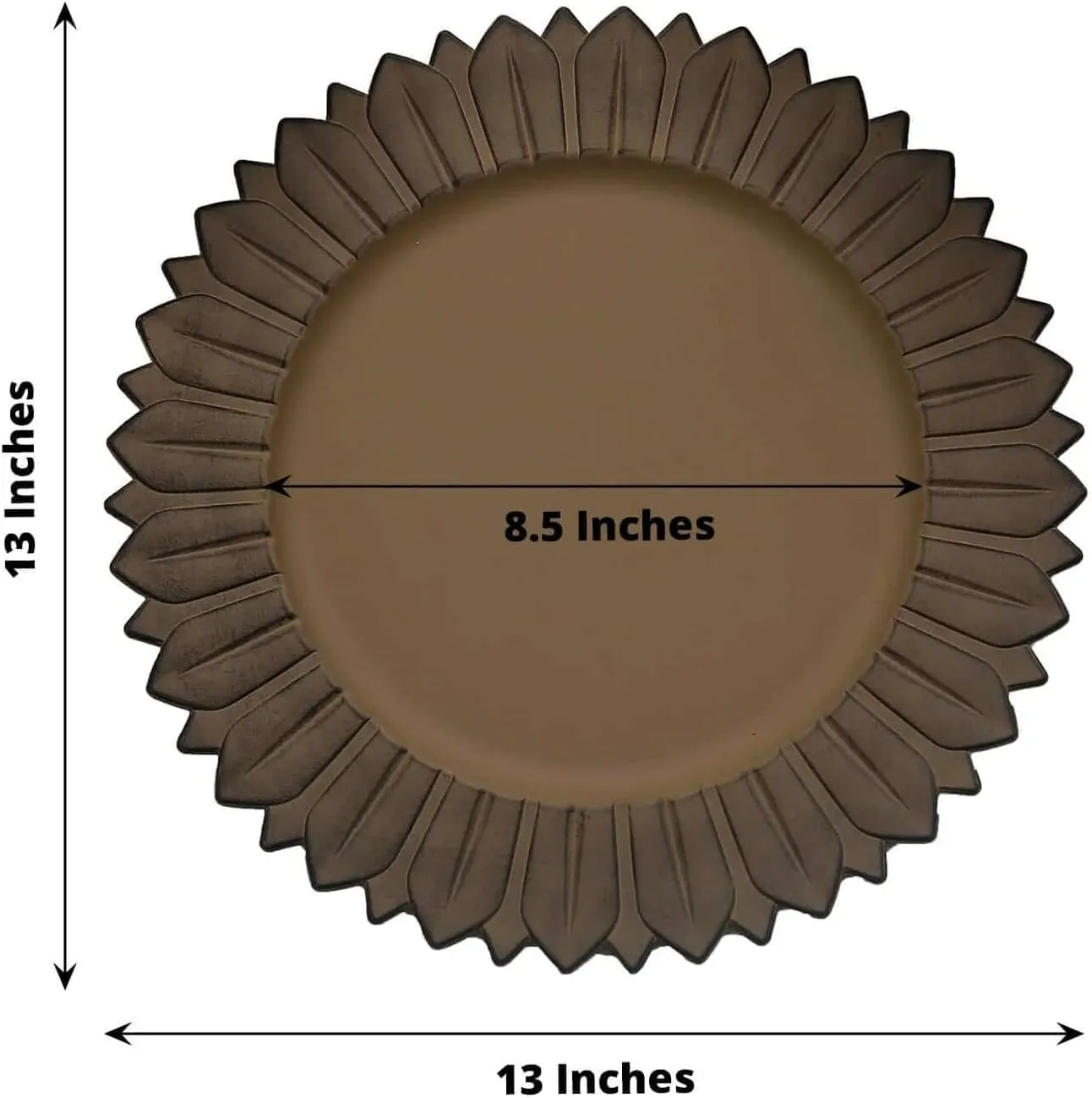 Efavormart 12-Pack Plastic Charger Plates 13" Round Natural with Sunflower Rim - Matte Finish Disposable Dinner Charger Tableware