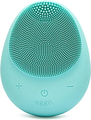 Eggo® Sonic Facial Device - Electric Cleanser & Exfoliator, Vibrating Massager, Silicone Brush for All Skins, Deep Clean, Anti-Aging, Waterproof, Rechargeable Tool (Turquoise)