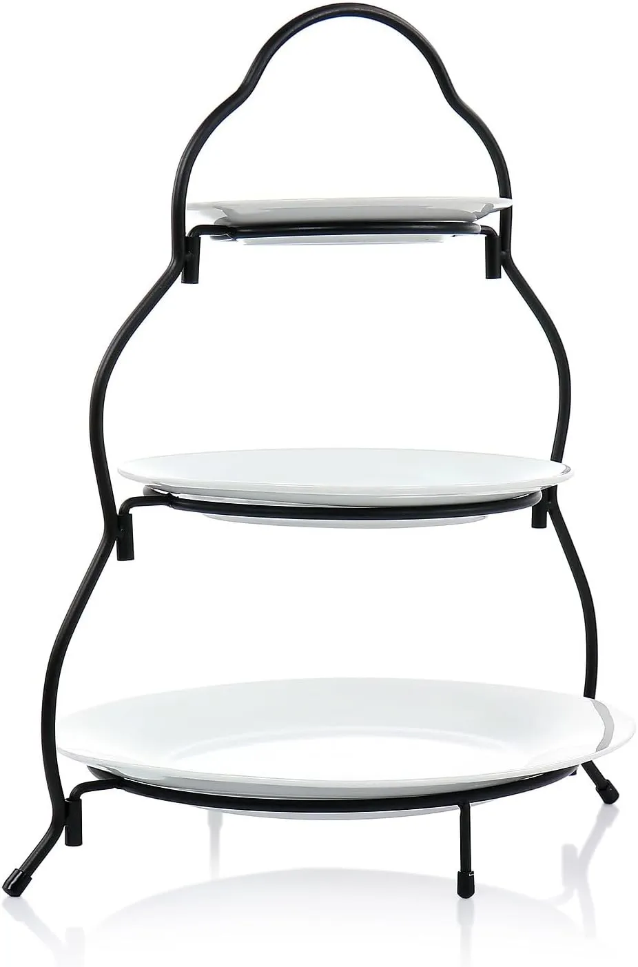 Elama Ceramic Stoneware Condiment Appetizer Set, 4 Piece, 3 Tier Porcelain and Metal 1