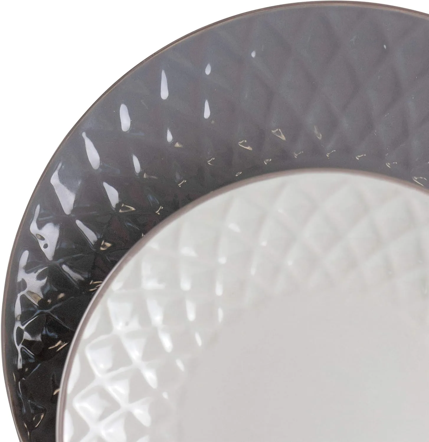 Elama Round Tahitian Stoneware Collection Dinnerware Dish Set, 16 Piece, Slate and Pearl