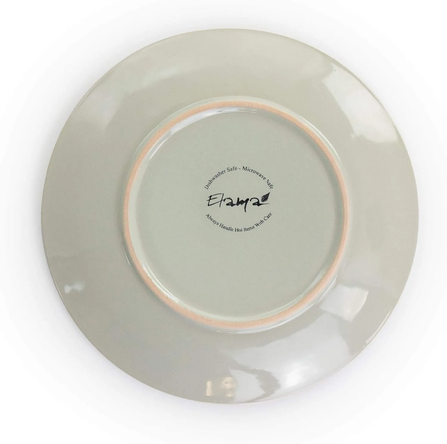 Elama Round Tahitian Stoneware Collection Dinnerware Dish Set, 16 Piece, Slate and Pearl