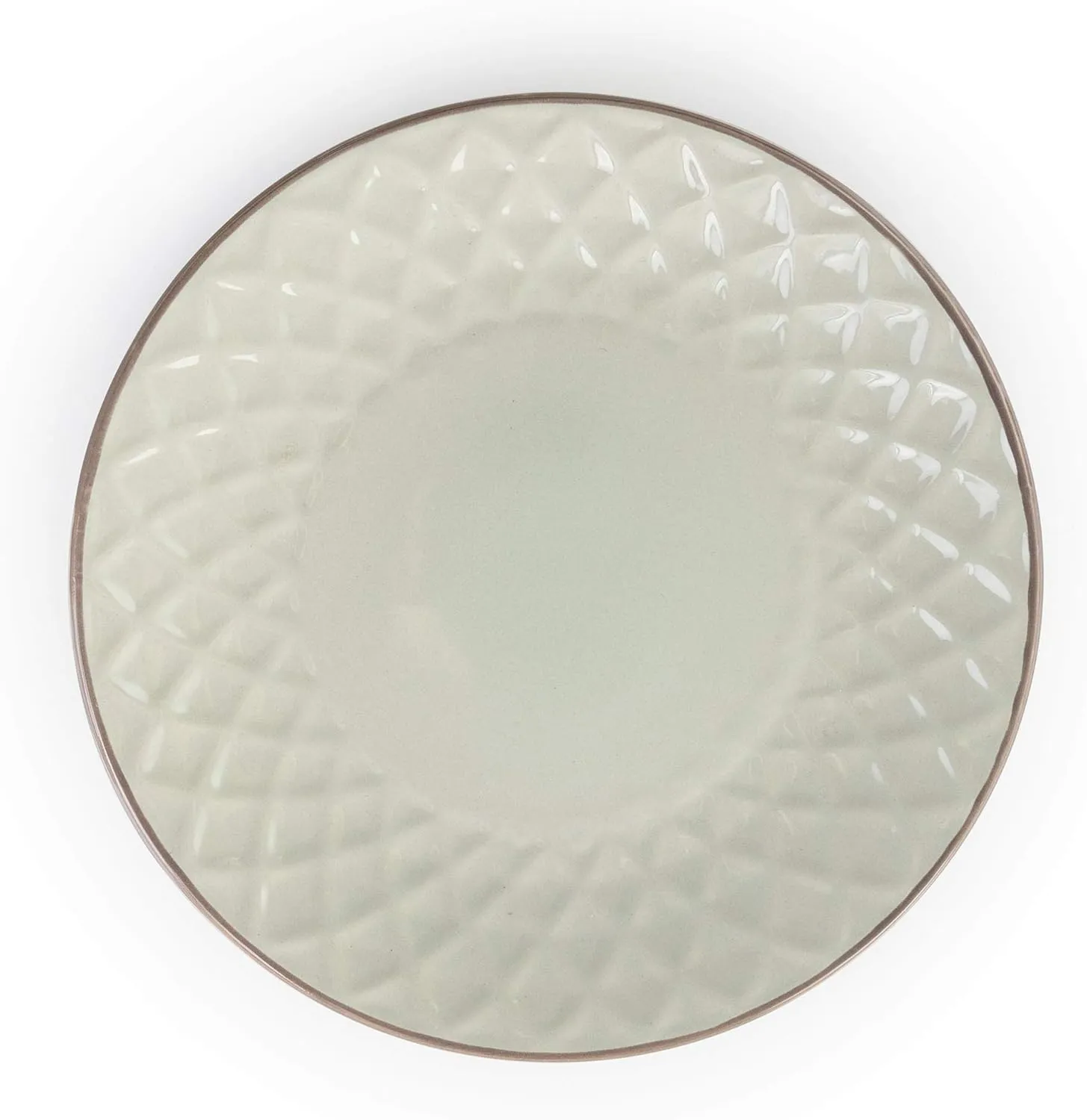 Elama Round Tahitian Stoneware Collection Dinnerware Dish Set, 16 Piece, Slate and Pearl