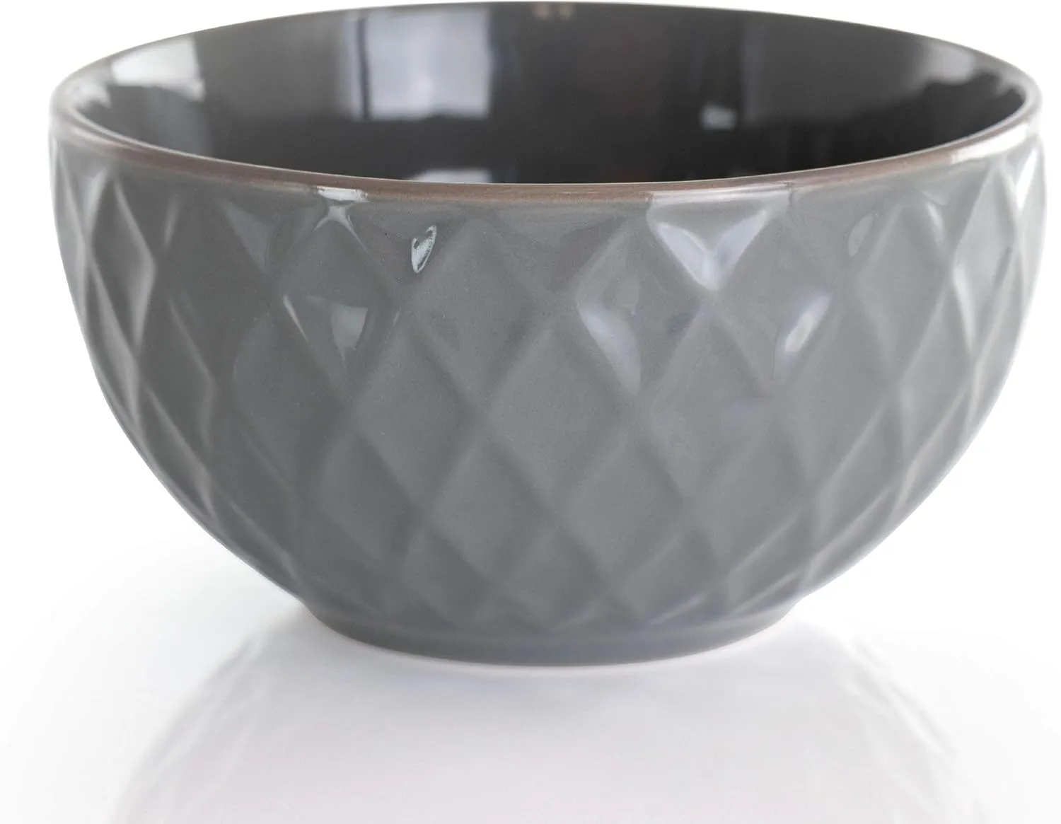 Elama Round Tahitian Stoneware Collection Dinnerware Dish Set, 16 Piece, Slate and Pearl