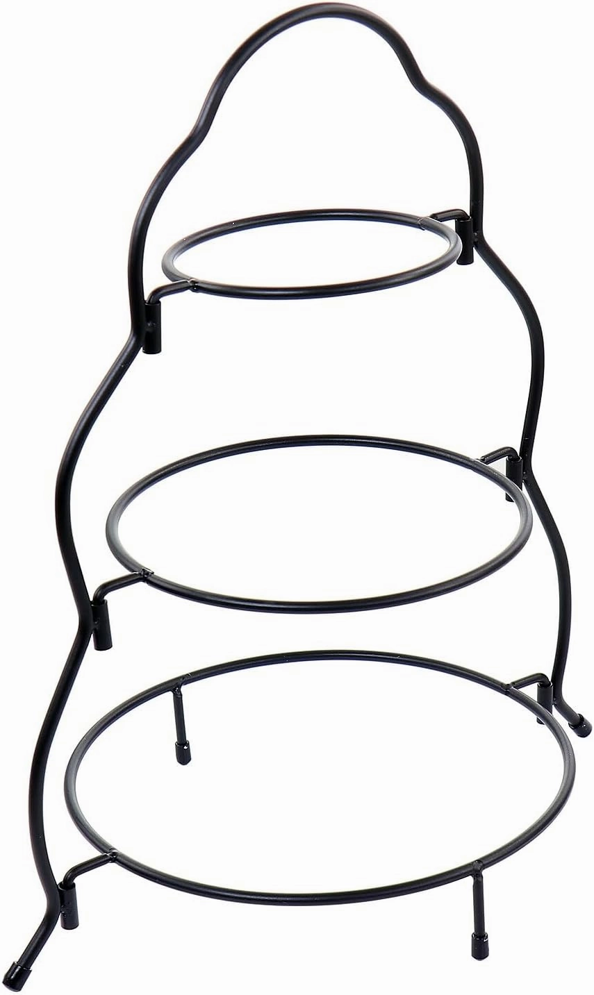 Elama Ceramic Stoneware Condiment Appetizer Set, 4 Piece, 3 Tier Porcelain and Metal 1