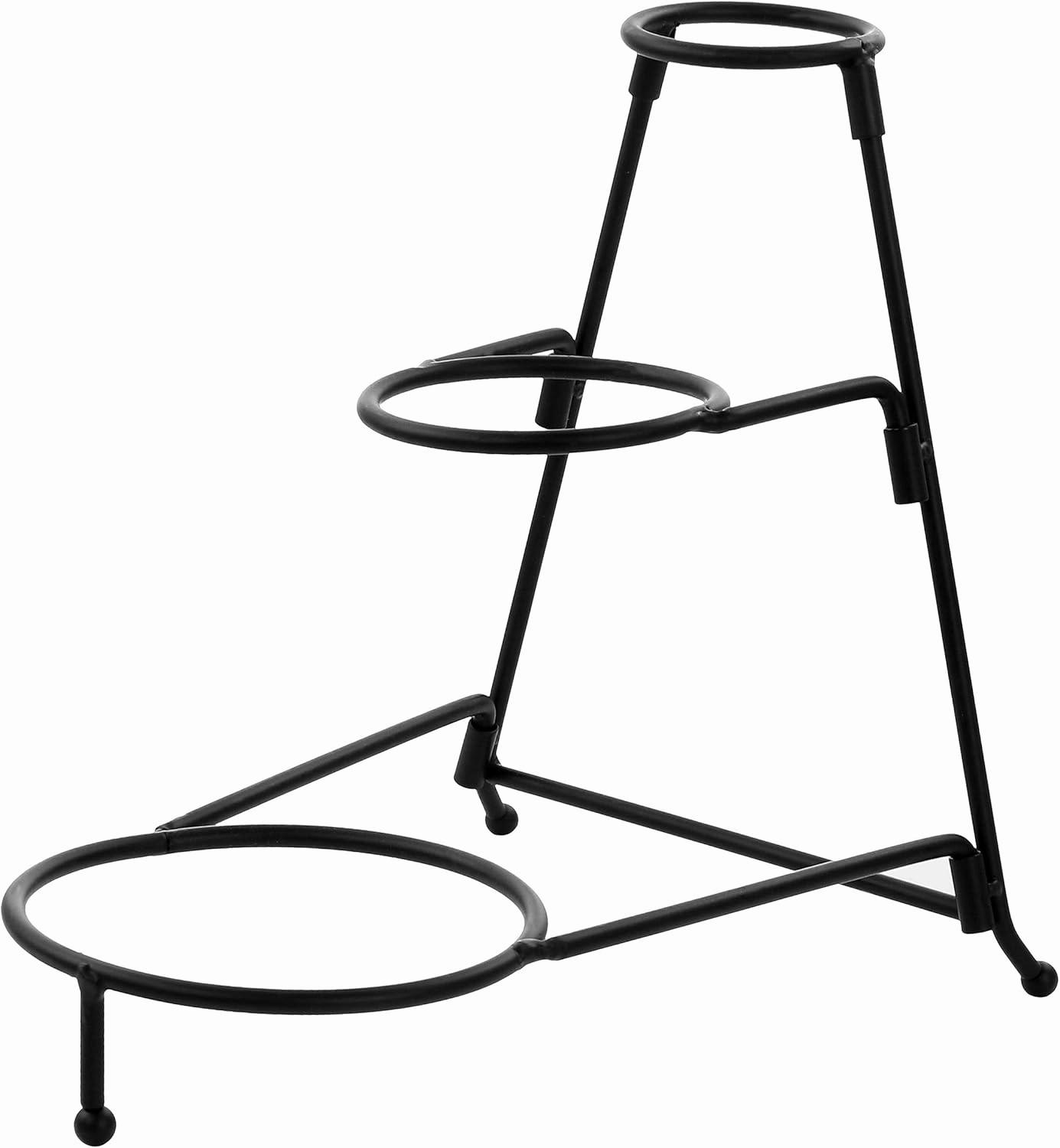 Elama Ceramic Stoneware Condiment Appetizer Set, 4 Piece, 3 Tier Porcelain and Metal 2