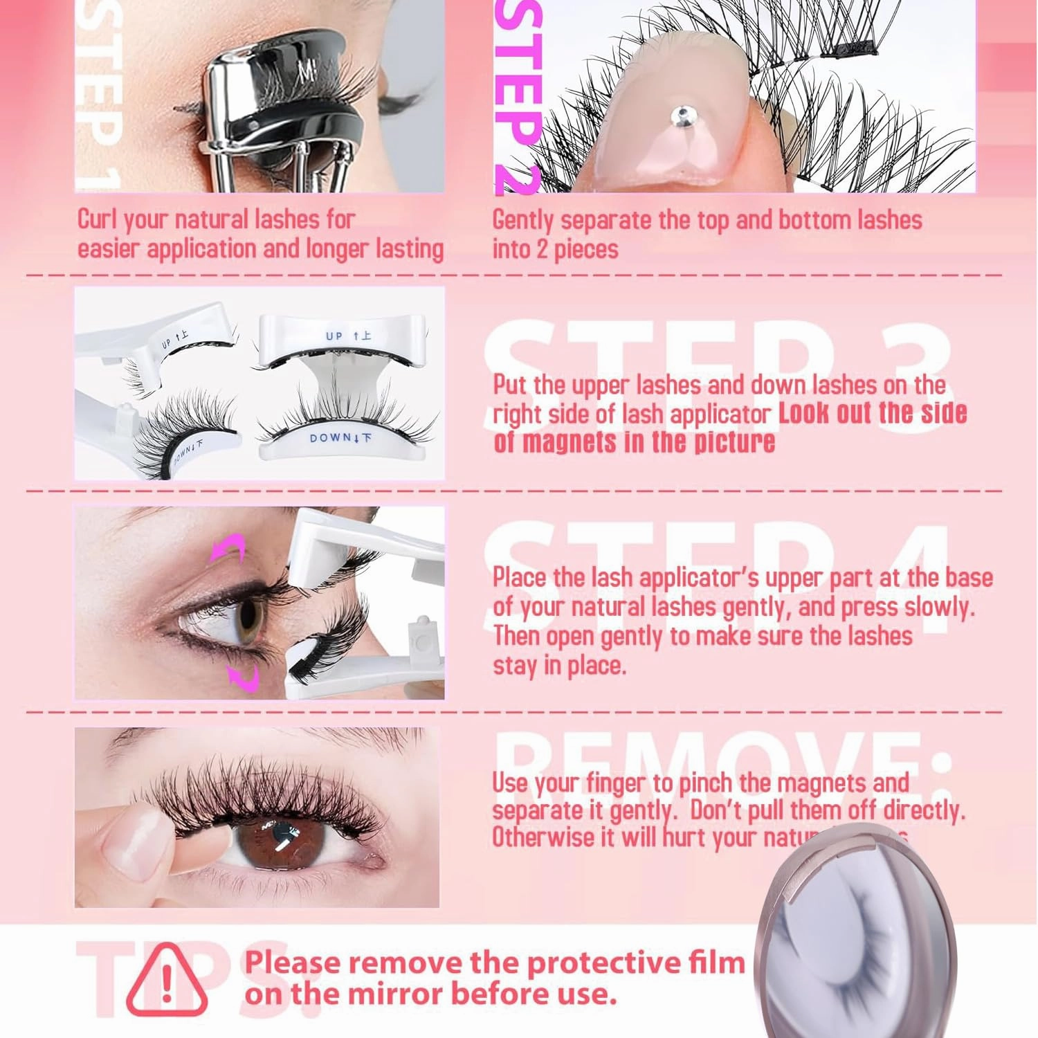 Elara Craft Magnetic Eyelashes, Magnetic Eyelashes with Applicator Natural, Soft Magnet Lashes Natural Look, Reusable Glue-free False Eyelashes Series (Nature Series(EA10 EM10))