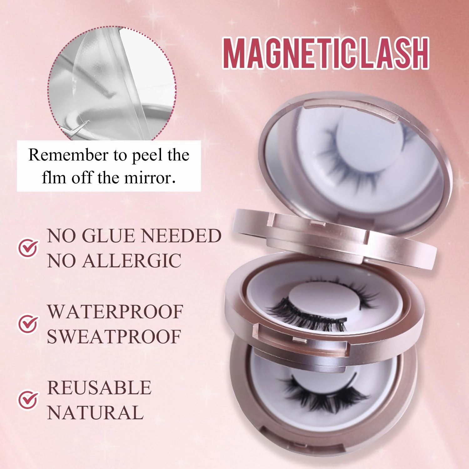 Elara Craft Magnetic Eyelashes, Magnetic Eyelashes with Applicator Natural, Soft Magnet Lashes Natural Look, Reusable Glue-free False Eyelashes Series (Nature Series(EA10 EM10))