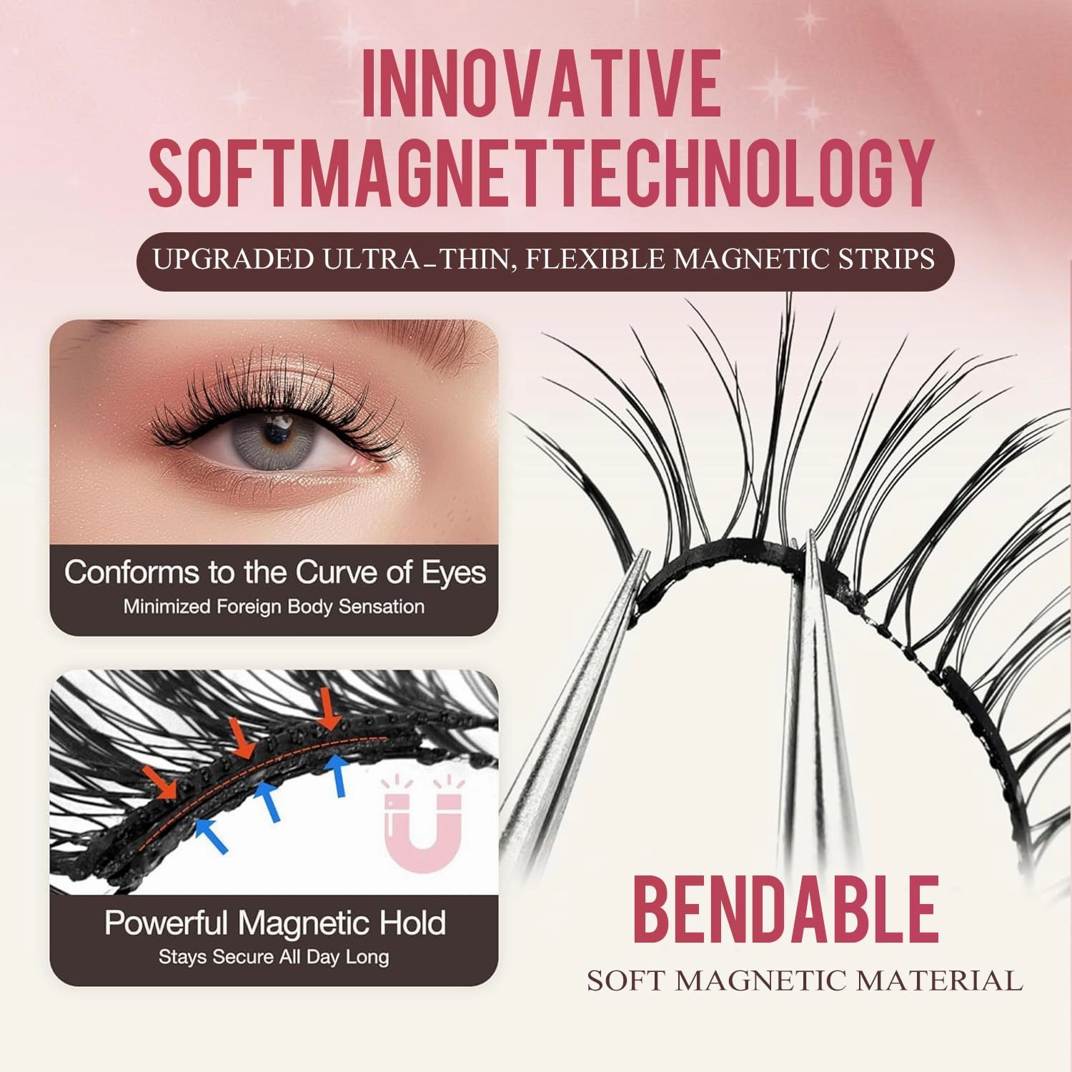 Elara Craft Magnetic Eyelashes, Magnetic Eyelashes with Applicator Natural, Soft Magnet Lashes Natural Look, Reusable Glue-free False Eyelashes Series (Nature Series(EA10 EM10))