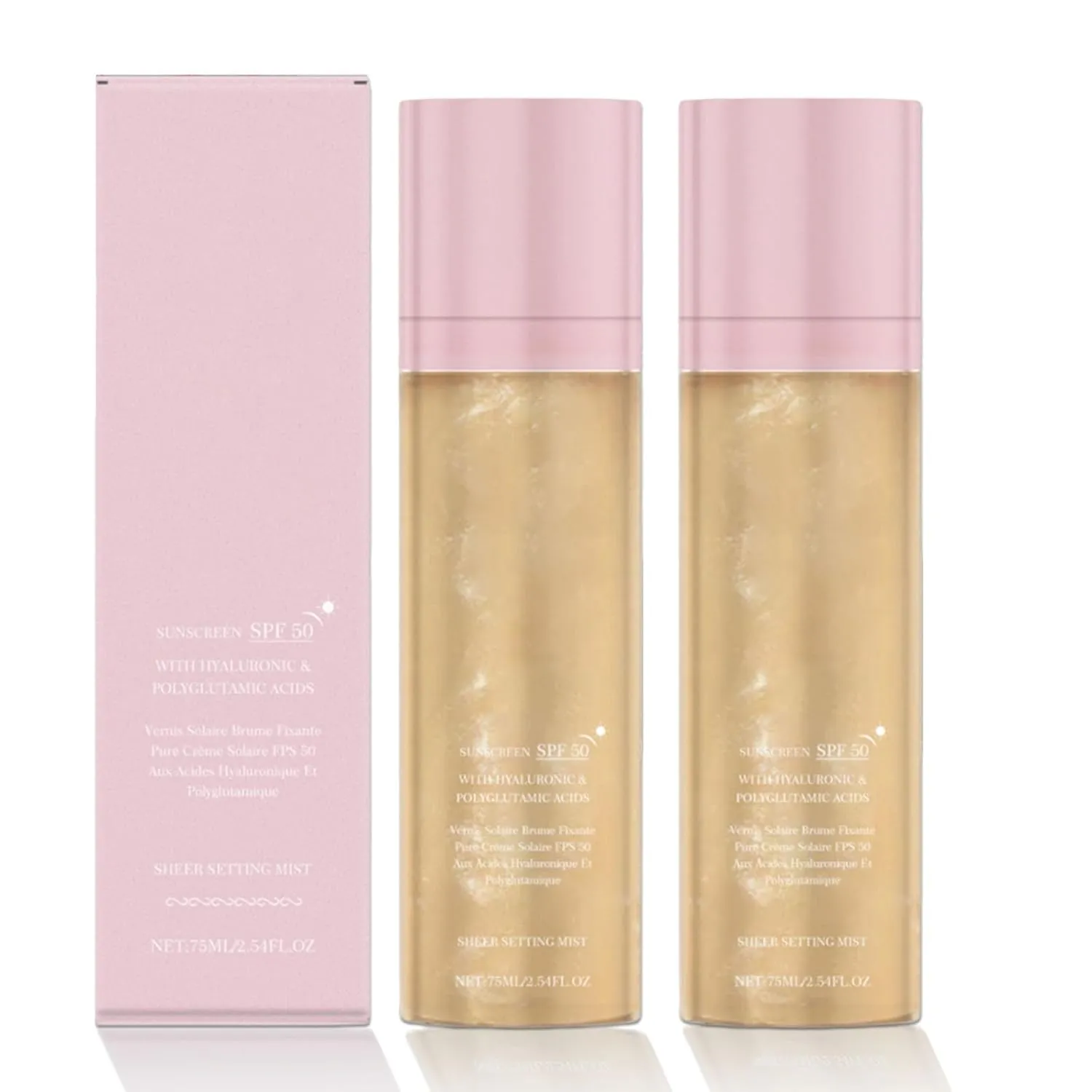 Elaria Sheer Setting Mist Sunscreen SPF 50,Hydrating Makeup-Friendly Glow Spray for Face & Body,Weightless Mist That Sets Makeup Flawlessly,Long Lasting (2)
