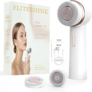 Electric Facial Cleansing Brush with Silicone and Bristle Brushheads,Rechargeable,Face Cleansing Brush, Face Scrubber Against Exfoliator,Face Wash Machine Brush, Relief for Face Skin Issues