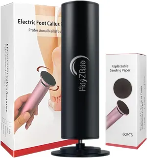 Electric Foot File - Callus Remover for Feet,Adjustable Speed Foot Scrubber with 60 Pcs Sandpaper Discs,Professional Pedicure Tool for Dead Skin and Calluses - Matte Black