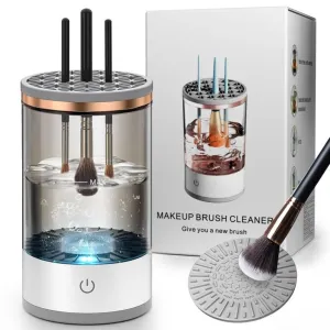 Electric Makeup Brush Cleaner, Automatic Cosmetic Brush Cleaner with Silicone Make Up Cleaning Mat, Makeup Brush Cleanser Tools for All Size Makeup Brush, Gift for Women