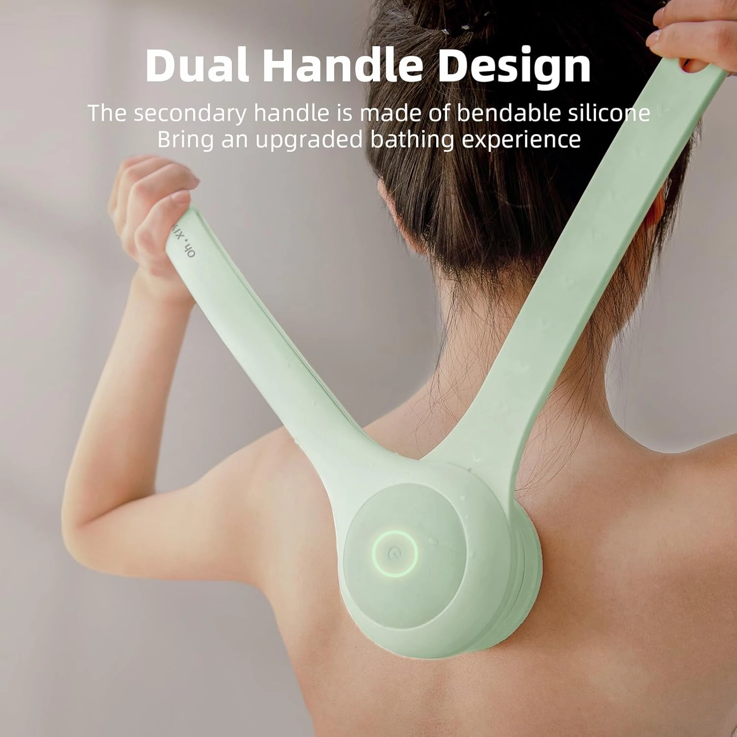 Electric Body Brush Back Scrubber for Shower, Waterproof Long Dual Handle Power Body Scrubber with 3 Heads, Rechargeable Bath Brush & 2 Speeds, for Cleansing, Exfoliating and Massaging Skin