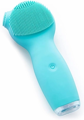 Electric Cleansing Brush, Facial wash Brush, Sound Wave Vibration, Soft Silicone, Men's deep Cleaning of pores, Exfoliation, Blackhead, Women's and Student Makeup Remover (Sky Blue)