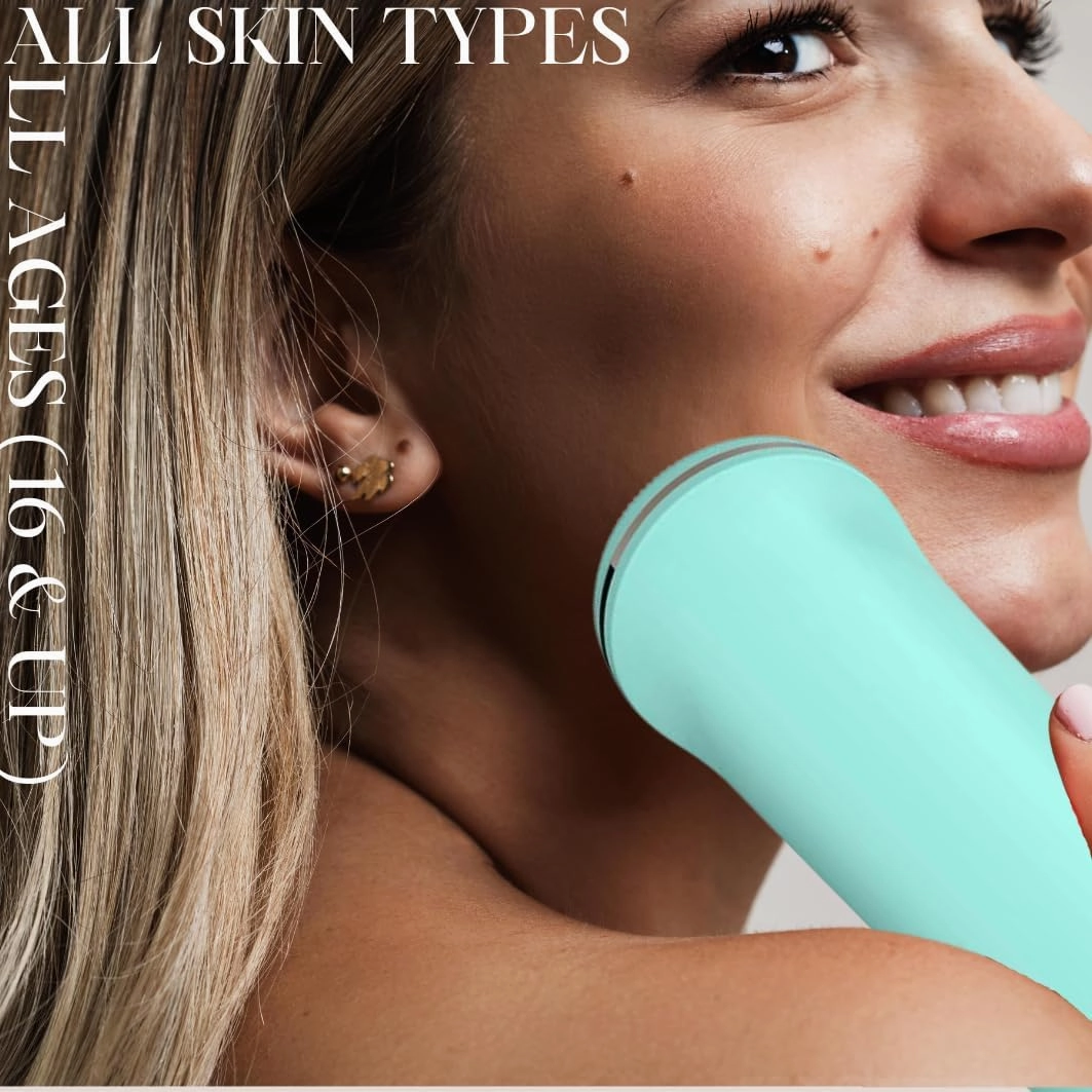 Electric Cleansing Facial Brush - Rechargeable Waterproof Face Exfoliator, 5-Speed Silicone Face Scrubber, Deep Cleanse & Moisturizer, Adjustable Heads, All Skin Types, for Men & Women (Sea Foam)