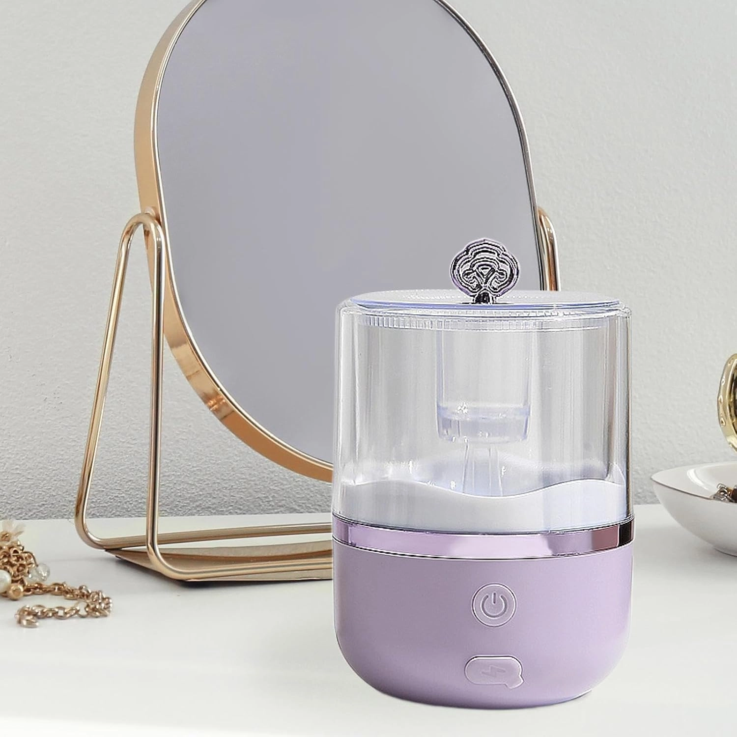 Electric Foam Maker for Face Cleansing Tool with Adjustable Cup for Skincare, Purple