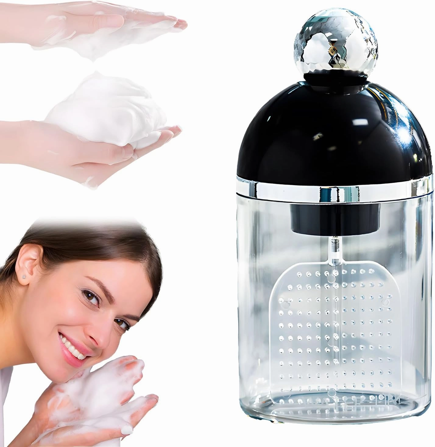 Electric Foam Maker for Face Wash, Facial Cleanser Electric Foam Maker, Cleanser Foam Maker for Facial Cleansing, Marshmallow Whip Maker Skincare Cleaner Tool for Home & Travel (black)