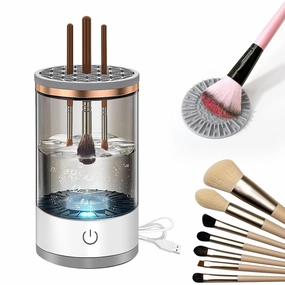 Electric Makeup Brush Cleaner Machine,Easy Premium Cosmetic Brush Cleaner Professional Automatic Spinning Make up Brush Cleaning Tool Cleanser Machine Fit For All Size Makeup Brushes