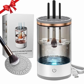 Electric Makeup Brush Cleaner Machine Makeup Brush Cleaner Machine Automatic Cosmetic Brush Cleaner and Dryer for All Size Beauty Makeup Brush