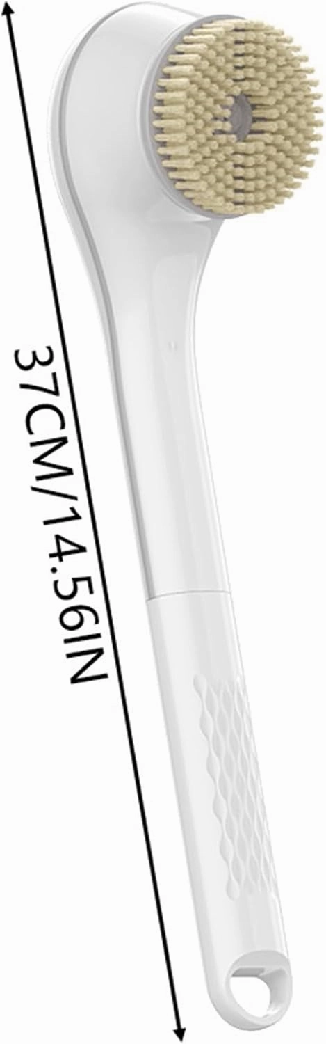 Electric Shower Brush, Rechargeable Back Massage Body Brush for Shower, Long Handled Scrub Shower Brush, Rotating Skin Brush with 6 Brush Heads, Back Lotion Applicator (White)
