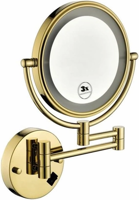 Elegant LED Wall-Mounted Makeup Mirror for Enhanced Beauty Rituals, 1X/3X Magnification & 360° Rotation, Brushed Gold Finish