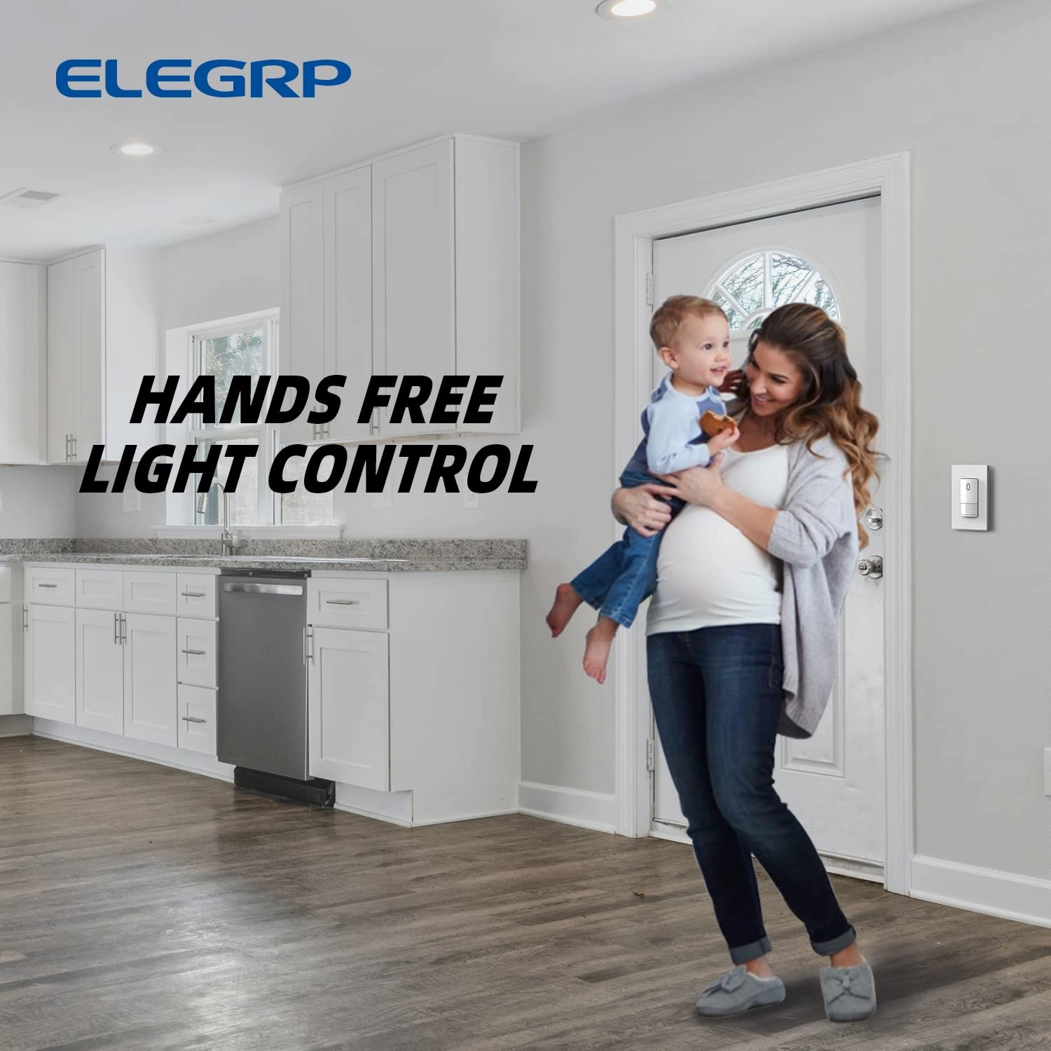 ELEGRP Matte White Single Pole Occupancy Motion Sensor Light Switch, Need Neutral Wire, 120° Sensor Coverage PIR Infrared Motion Activated, for CFL/LED/MLV/INC/HAL/Fan, UL,1 Pack