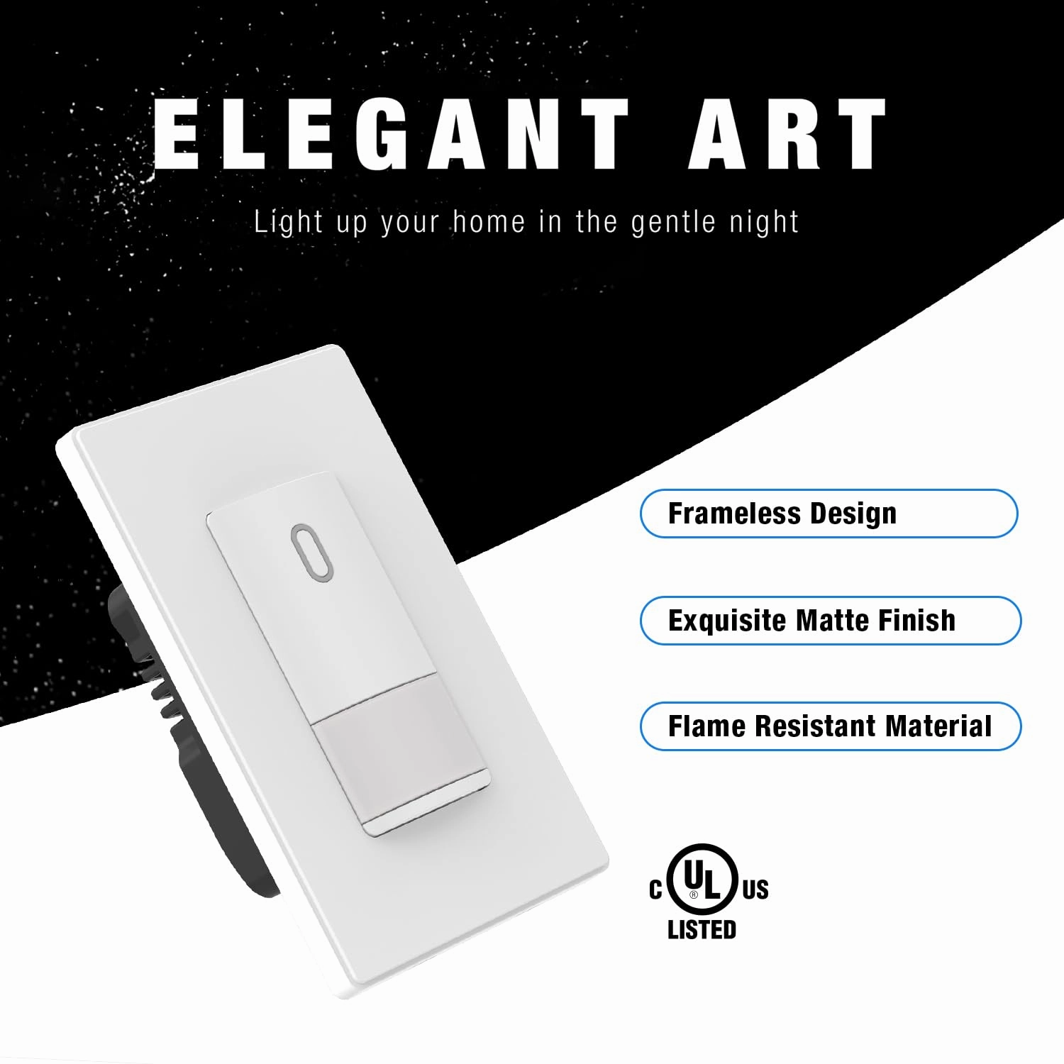 ELEGRP Matte White Single Pole Occupancy Motion Sensor Light Switch, Need Neutral Wire, 120° Sensor Coverage PIR Infrared Motion Activated, for CFL/LED/MLV/INC/HAL/Fan, UL,1 Pack