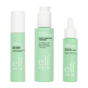 e.l.f. SKIN Blemish Breakthrough Routine, Set of 3, Includes Calming Water Cream, Clarifying Cleanser & Triple-Acid Resurfacing Serum