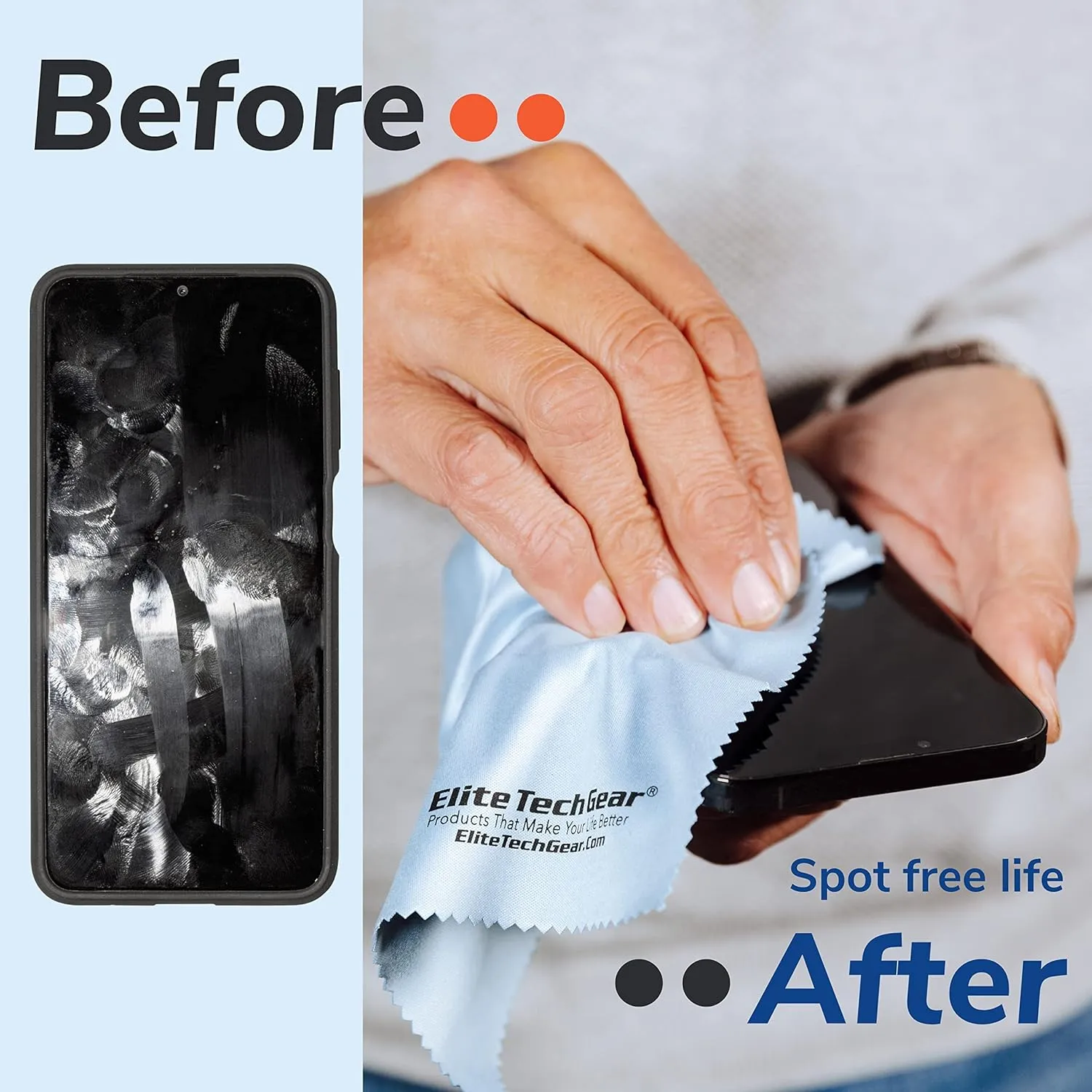 Elite Tech Gear Microfiber Cloth - 13-Pack Oversized Microfiber Cleaning Cloths. Washable High Tech Eyeglass Cleaning Cloths for Electronics, Glasses, Screens and Lenses. Sizes 6" x 7" and 12" x 12"