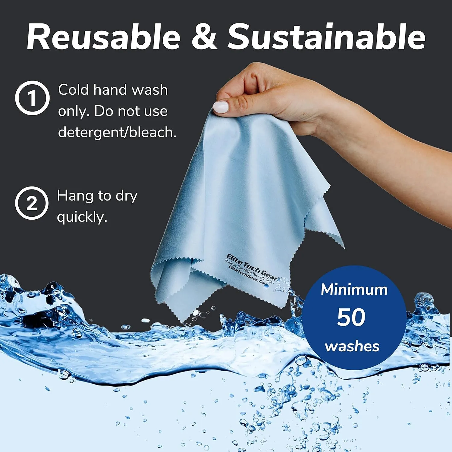 Elite Tech Gear Microfiber Cloth - 13-Pack Oversized Microfiber Cleaning Cloths. Washable High Tech Eyeglass Cleaning Cloths for Electronics, Glasses, Screens and Lenses. Sizes 6" x 7" and 12" x 12"