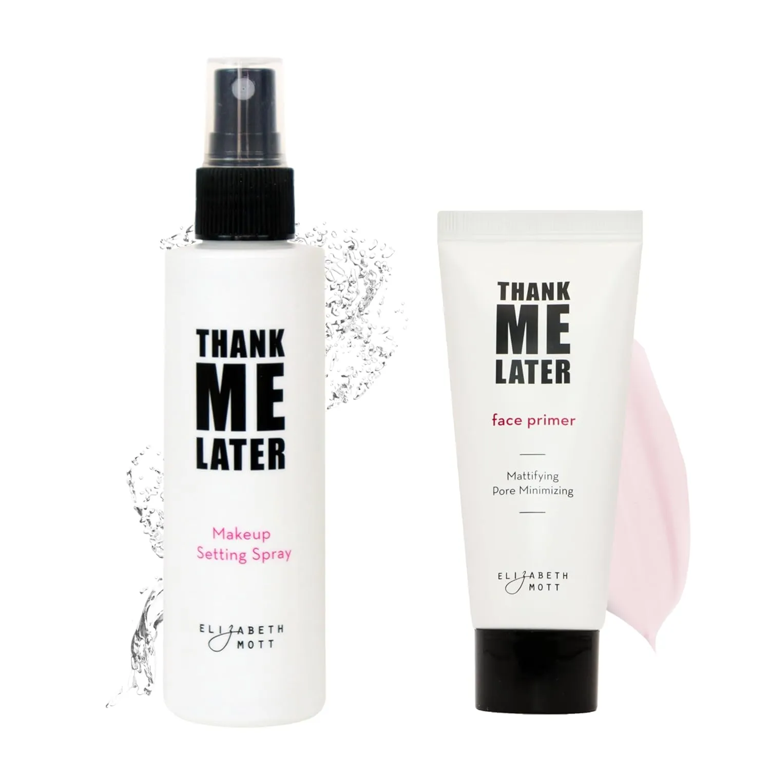 Elizabeth Mott Thank Me Later Primer & Setting Spray Duo – Oil-Control Face Primer for Smooth, Matte Finish & Hydrating Setting Spray with Niacinamide for Dewy, Long-Lasting Makeup – 30g   95ml