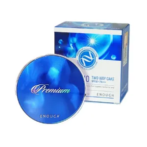 Enough Premium Ultra X10 Two Way Cake SPF50, Korean Makeup Setting Powder Foundation, Face Powder with Collagen, Tattoo Cover Up - Refill Including (#13 Light beige, 0.39 oz)